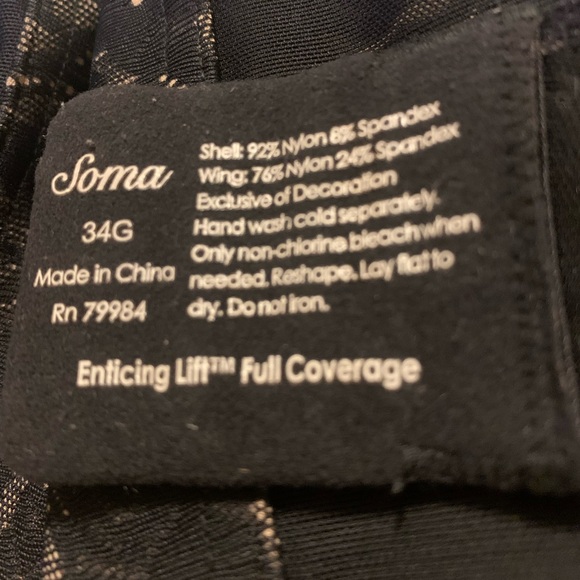 Soma Enticing Lift Unlined Full Coverage Bra EUC Size - 34 G (DDDD) - Picture 3 of 3